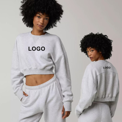 Custom Cloud Fleece Cropped Crewneck Sweatshirt Breathable Winter Workout  Sweatshirts Cotton  Oversized Fleece Sports