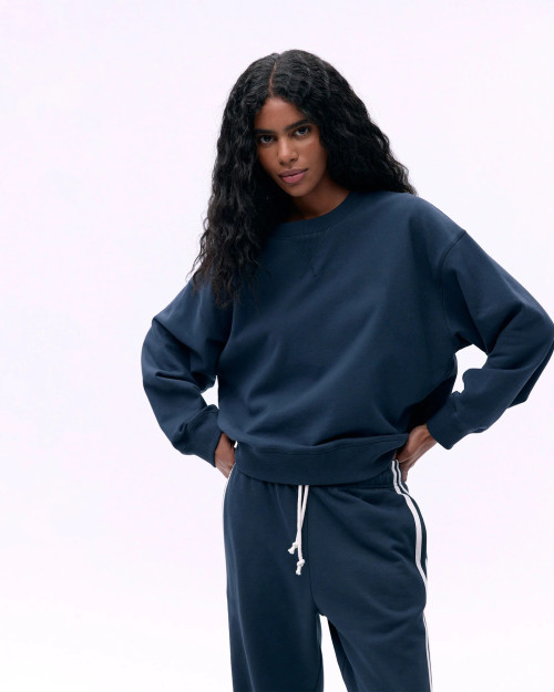 Custom Cloud Fleece Cropped Crewneck Sweatshirt Breathable Winter Workout Sweatshirts Cotton Oversized Fleece Sports