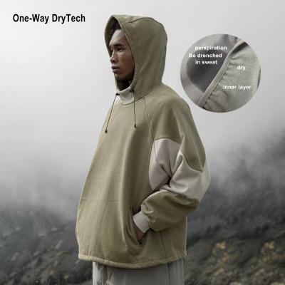 Custom New DryTech Pullover Outdoor Hoodie for Hiking Activities Moisture One-Way Wicking No Inside Dampness Stay Dry Hooded Collar