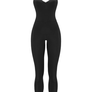 Women's Backless Wide Leg Yoga Fitness Jumpsuit Hollow Design Spandex/Nylon Material Breathable Four-Way Stretch Quick Dry