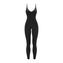 Women's Backless Wide Leg Yoga Fitness Jumpsuit Hollow Design Spandex/Nylon Material Breathable Four-Way Stretch Quick Dry
