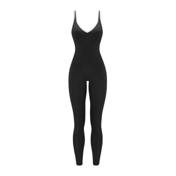 Women's Backless Wide Leg Yoga Fitness Jumpsuit Hollow Design Spandex/Nylon Material Breathable Four-Way Stretch Quick Dry