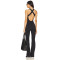 Women's Backless Wide Leg Yoga Fitness Jumpsuit Hollow Design Spandex/Nylon Material Breathable Four-Way Stretch Quick Dry