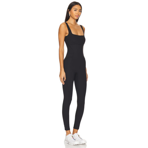 Women's Backless Wide Leg Yoga Fitness Jumpsuit Hollow Design Spandex/Nylon Material Breathable Four-Way Stretch Quick Dry