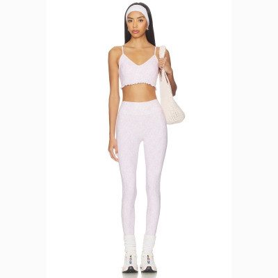 Custom  Logo for Gym & Casual Wear Recycled Fabric Eco-Friendly Yoga Bra Buttery Soft Naked Feel  V-neck Cute Printed Sports  Bra