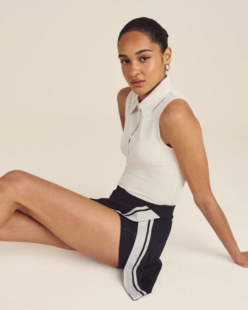 Custom Eco-Friendly 4-way Stretch Polo Shirt Breathable Quick-drying Sleeveless Split Skirt Built-in Shorts OEM Pickleball top Manufacturer