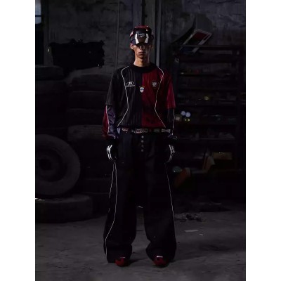 Custom Piping Oversized Swingman Hockey Rugby Retro Football Racing Style Breathable Embroidered Vintage T-shirt Jersey Men