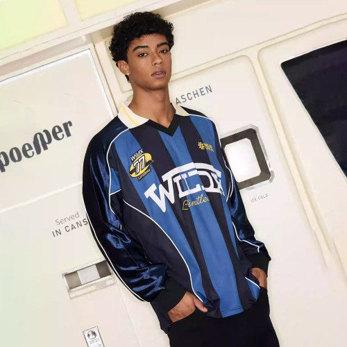 Custom Piping Oversized Swingman Hockey Rugby Retro Football Racing Style Breathable Embroidered Vintage T-shirt Jersey Men