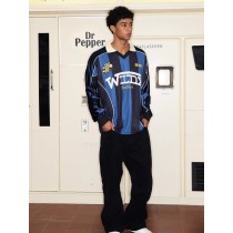 Custom Piping Oversized Swingman Hockey Rugby Retro Football Racing Style Breathable Embroidered Vintage T-shirt Jersey Men