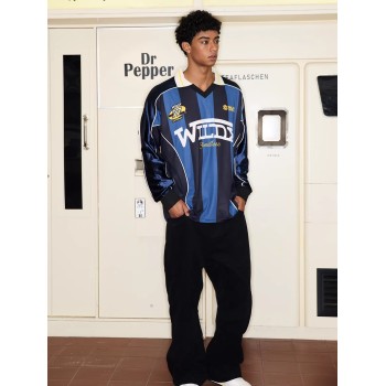 Custom Piping Oversized Swingman Hockey Rugby Retro Football Racing Style Breathable Embroidered Vintage T-shirt Jersey Men