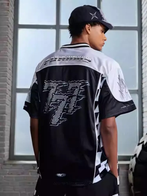 Custom Piping Oversized Swingman Hockey Rugby Retro Football Racing Style Breathable Embroidered Vintage T-shirt Jersey Men