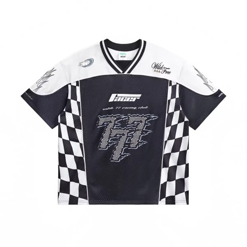 Custom Piping Oversized Swingman Hockey Rugby Retro Football Racing Style Breathable Embroidered Vintage T-shirt Jersey Men