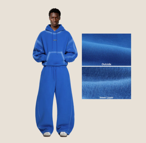 Custom Heavyweight Organic Cotton Boxy Hoodies and Sweatpants Sets Fleece Custom Spray Print Tracksuits Sets Unisex
