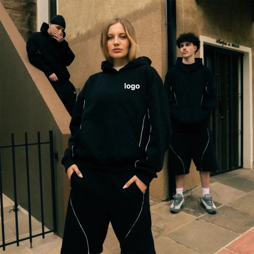 Custom Heavyweight Organic Cotton Boxy Hoodies and Sweatpants Sets Fleece Custom Spray Print Tracksuits Sets Unisex