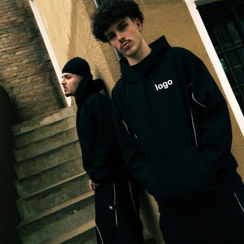 Custom Heavyweight Organic Cotton Boxy Hoodies and Sweatpants Sets Fleece Custom Spray Print Tracksuits Sets Unisex