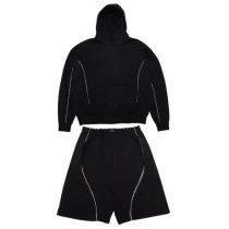 Custom Heavyweight Organic Cotton Boxy Hoodies and Sweatpants Sets Fleece Custom Spray Print Tracksuits Sets Unisex