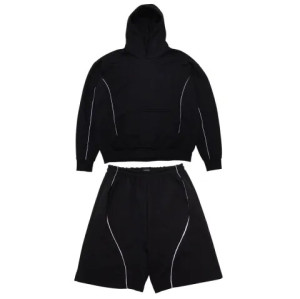 Custom Heavyweight Organic Cotton Boxy Hoodies and Sweatpants Sets Fleece Custom Spray Print Tracksuits Sets Unisex