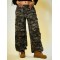 Women's Retro Hip-Hop Style Straight-Leg Sweatpants Casual Grey Pants & Trousers Women's Camo Cargo Denim Trousers