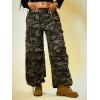 Women's Retro Hip-Hop Style Straight-Leg Sweatpants Casual Grey Pants & Trousers Women's Camo Cargo Denim Trousers