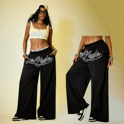 Women's Retro Hip-Hop Style Straight-Leg Sweatpants Casual Grey Pants & Trousers Women's Loose Street Dance Pants