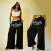 Women's Retro Hip-Hop Style Straight-Leg Sweatpants Casual Grey Pants & Trousers Women's Loose Street Dance Pants