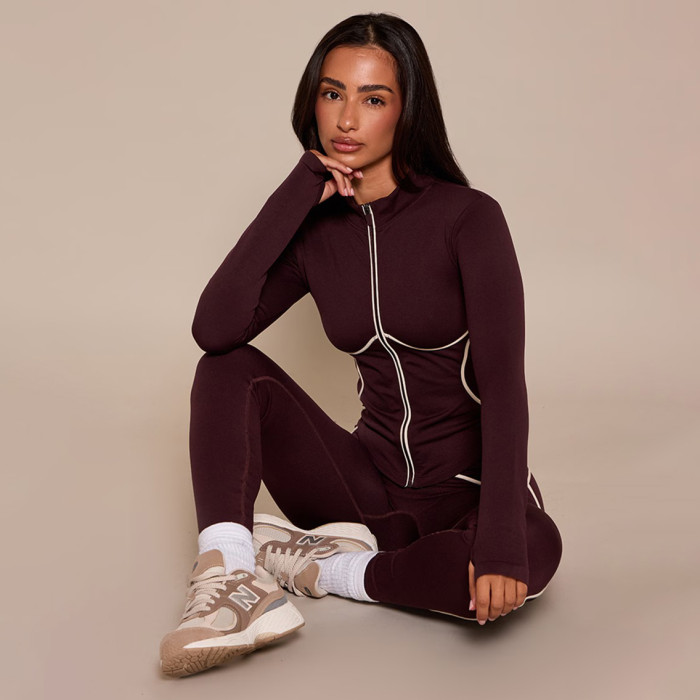 Custom Logo New Arrivals Women Clothing Tops Winter Ski Quick-Dry Yoga Wear Gym Sports Outfit Training Suit