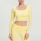 Custom Square Neck Tight Slim Long Sleeve Traning Top Quick Dry ActivewearSport Bras Soft Fabric Long Sleeve Yoga Clothing