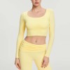 Custom Square Neck Tight Slim Long Sleeve Traning Top Quick Dry ActivewearSport Bras Soft Fabric Long Sleeve Yoga Clothing