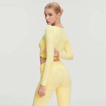 Custom Square Neck Tight Slim Long Sleeve Traning Top Quick Dry ActivewearSport Bras Soft Fabric Long Sleeve Yoga Clothing