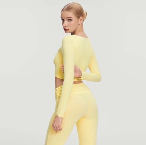 Custom Square Neck Tight Slim Long Sleeve Traning Top Quick Dry ActivewearSport Bras Soft Fabric Long Sleeve Yoga Clothing