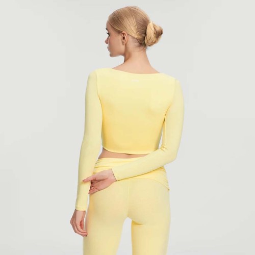 Custom Square Neck Tight Slim Long Sleeve Traning Top Quick Dry ActivewearSport Bras Soft Fabric Long Sleeve Yoga Clothing