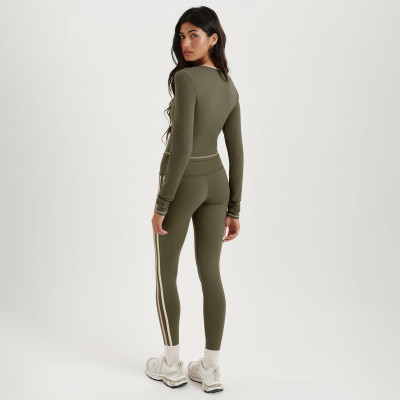 Custom Contrast sports fitness Yoga Top Square Neck Tight Slim Long  Sleeve Traning Top