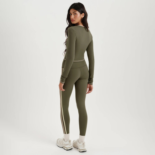 Custom Contrast sports fitness Yoga Top Square Neck Tight Slim Long Sleeve Traning Top