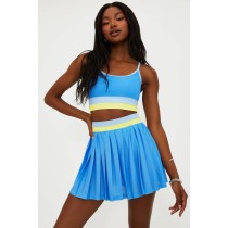 Custom Striped Elastic Waistband Sports High-Waisted Slimming Fitness Tennis Skirt Set