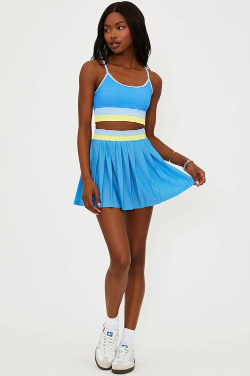 Spring and Summer New Style Striped Elastic Waistband Sports High-Waisted Slimming Fitness Pants Tennis Skirt Set