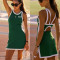 Custom Women's Quick Dry Pull-On Contrasting Color Straps Tennis Dress Built-in Pocket Shorts