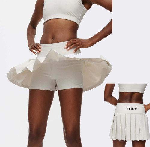 Custom Striped Elastic Waistband Sports High-Waisted Slimming Tennis Skirt