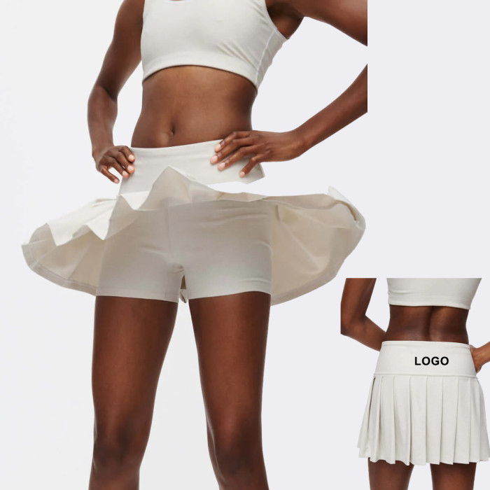 Custom Spring and Summer New Style Striped Elastic Waistband Sports High-Waisted Slimming Fitness Pants Tennis Skirt Set