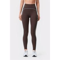 Custom Breathable Brown Piping Leggings Sweat-wicking Quick-drying Yoga Pants