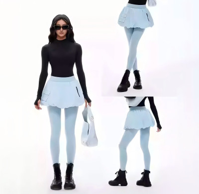 Customized Flower-shaped Fashionable Sports High-waisted Slimming Fitness Pants and Tennis Skirt Set