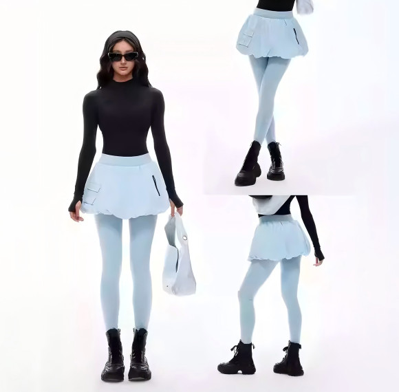 Customized Flower-shaped Fashionable Sports High-waisted Slimming Fitness Pants and Tennis Skirt Set