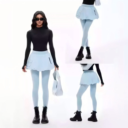 Customized Flower-shaped Fashionable Sports High-waisted Slimming Fitness Pants and Tennis Skirt Set