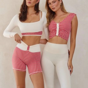 Custom OEM & ODM Plaid Printing Sports Bras and Soft Fabric Yoga Bra