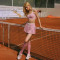 Custom Quick Dry Tennis Set with High Waist Pleated Skirt and Contrast Top Custom Branding