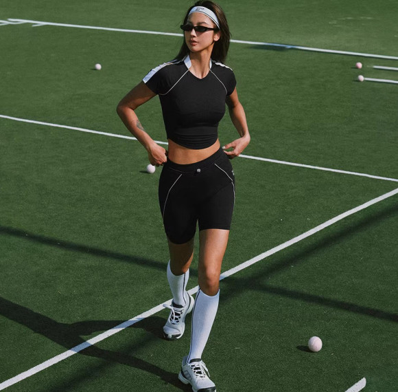Custom 2 Piece Tennis Outfit Crop Top and High Waist Shorts Custom Branding