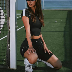 Custom 2 Piece Tennis Outfit Crop Top and High Waist Shorts Custom Branding