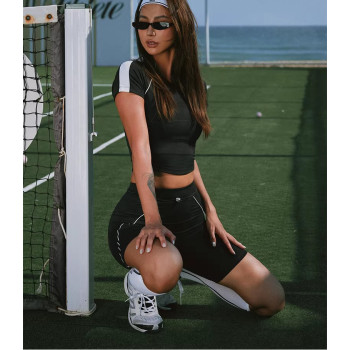 Custom 2 Piece Tennis Outfit Crop Top and High Waist Shorts Custom Branding