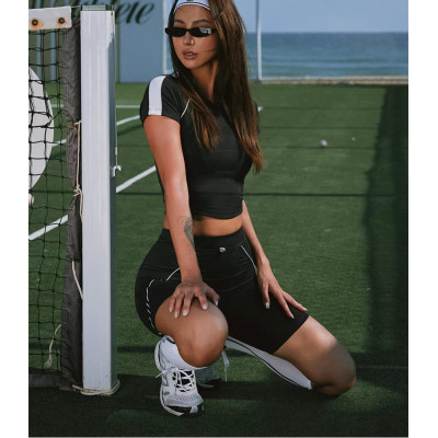 Custom 2 Piece Tennis Outfit Crop Top and High Waist Shorts Custom Branding