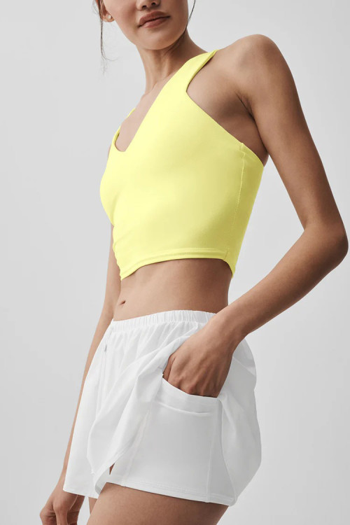 Custom Moisture-Wicking V-neck Wide Straps Real Bra Tank Yoga Top