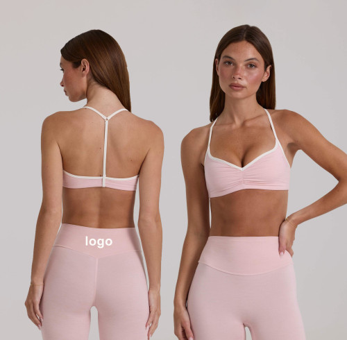 Custom OEM & ODM Contrast Trim Sports Bras and Soft Fabric Yoga Bra